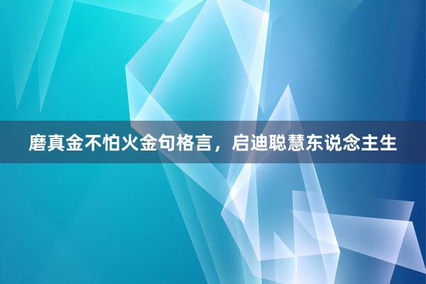 磨真金不怕火金句格言，启迪聪慧东说念主生